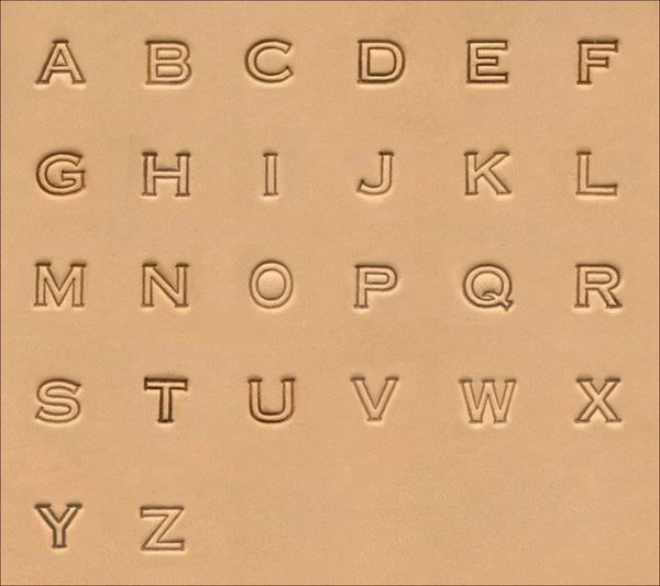 1/4" (6.5mm) Block Outline Font Alphabet Leather Stamp Set 4909-00