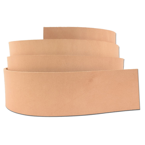 Natural Cowhide Blank Belt Strip Veg-Tan Tooling Leather 8-9 oz. (3.2 to 3.6 mm) 50" (1.27m) Long