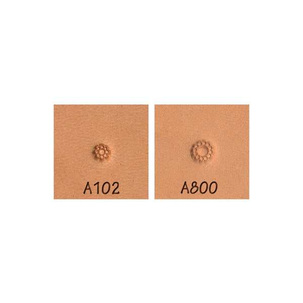 Background Round Seed A102 A800 2-Piece Leather Stamp Set