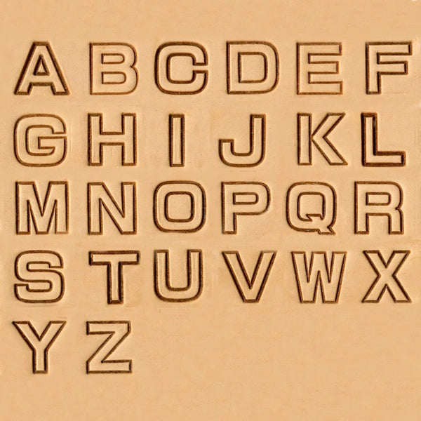 3/4" (19mm) Block Outline Font Alphabet Leather Stamp Set 8141-00