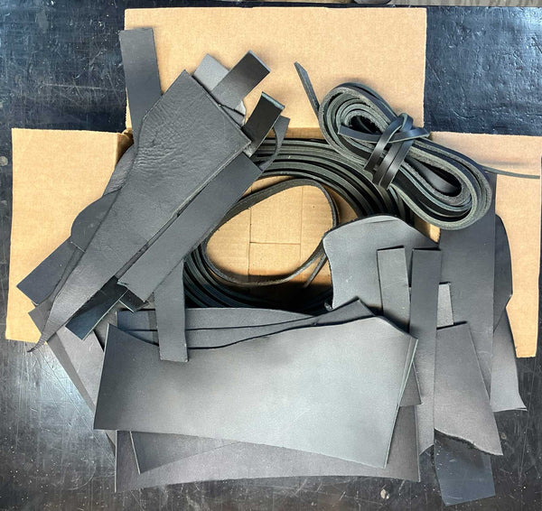 Black Veg Tan Leather Remnants Strips Pieces Approx. 5 lbs Small Projects Repair Jobs