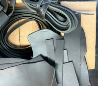 Black Veg Tan Leather Remnants Strips Pieces Approx. 5 lbs Small Projects Repair Jobs