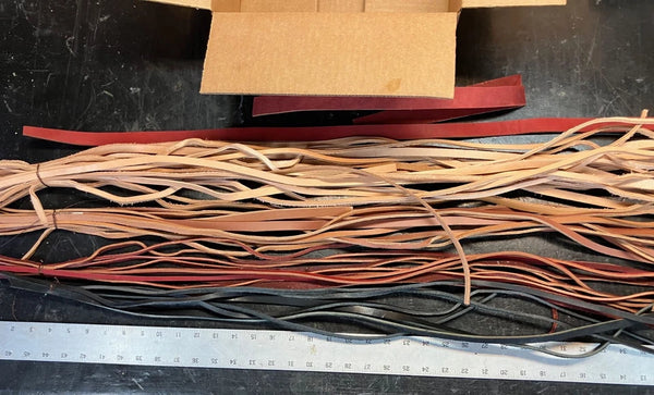 Leather Strip Remnants Pieces Approx. 3 lbs Small Projects Repair Jobs