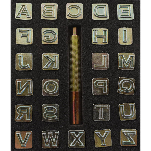 1/2 (12.7mm) Block Outline Font Alphabet Leather Stamp Set 8143-00 –