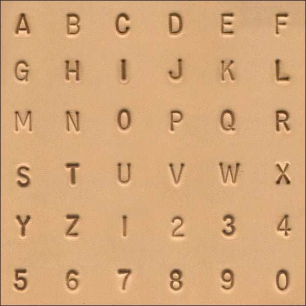 1/4 (6.4mm) Simple Font Alphabet & Number Leather Stamp Set 8137
