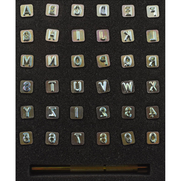 1/4 (6.4mm) Simple Font Alphabet & Number Leather Stamp Set 8137-00 –